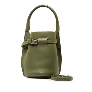 CELINE Big Bag Nano Bucket Handbag Shoulder 187243 Khaki Green Leather Women's