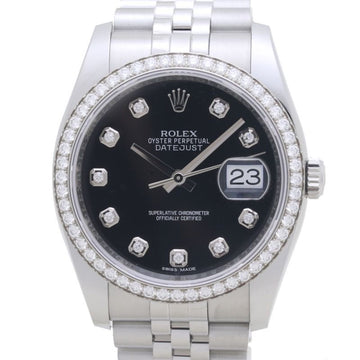 ROLEX Datejust 10P Diamond Bezel 116244G K18WG White Gold x Stainless Steel Men's 39371 Watch