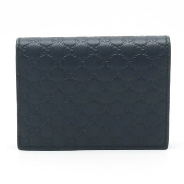 GUCCI Micro ssima Compact Wallet Coin Case Card Leather Dark Navy 544474