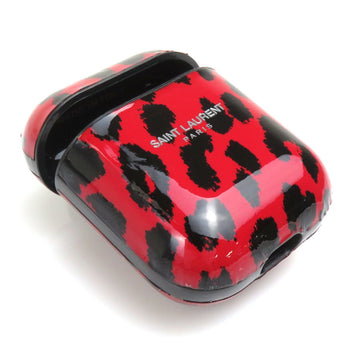 SAINT LAURENT AirPods Case Leopard Plastic Red/Black Unisex e58620a