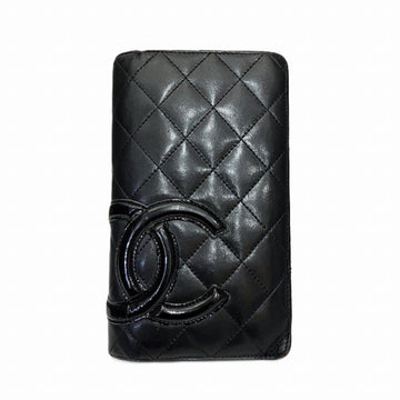 CHANEL Cambon Long Wallet A26717 Black Bi-fold for Women