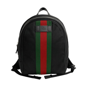 GUCCI Techno Canvas Sherry Line Leather Rucksack Day Bag Backpack Black 34205