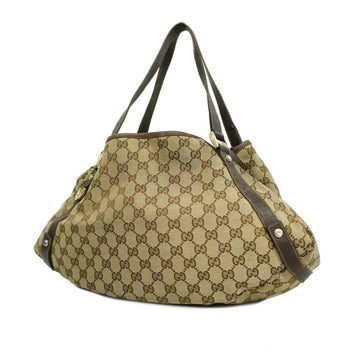 GUCCI Shoulder Bag GG Canvas 130736 Leather Brown Champagne Women's