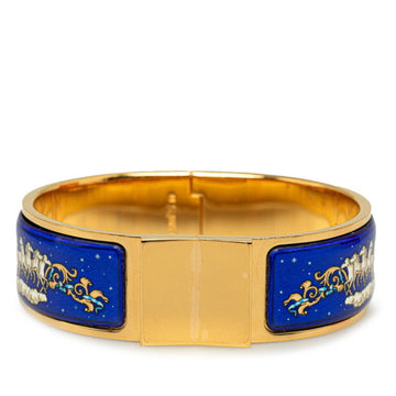 HERMES enamel MM carriage cloisonne bangle bracelet blue gold plated ladies