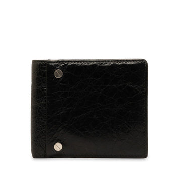 BALENCIAGA Square Bi-fold Wallet Compact 542001 Black Leather Women's