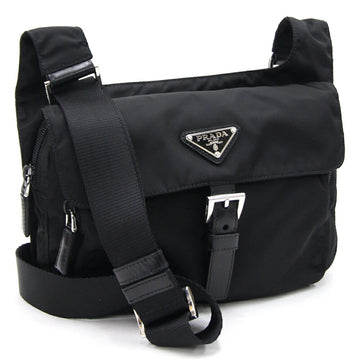 PRADA Shoulder Bag BT0521 Black Nylon Leather Single Hanging Triangle Ladies