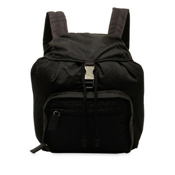 PRADA Triangle Plate Backpack Black Nylon Women's