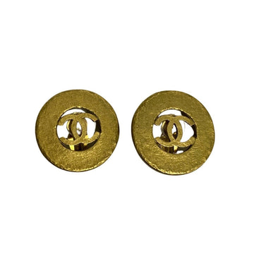 CHANEL 94P engraved Coco mark metal earrings for women 18507