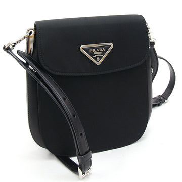 PRADA Shoulder Bag 1BD259 Black Nylon Leather Margit Pochette Women's