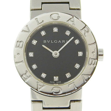 BVLGARI Bulgari Watch 12P Diamond BB23SS Stainless Steel x Quartz Analog Display Black Dial Women's