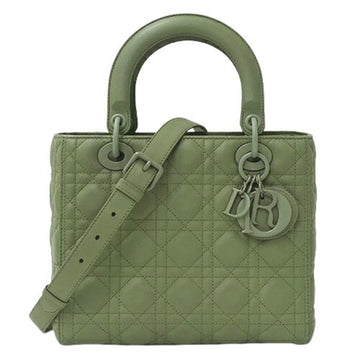 CHRISTIAN DIOR Dior bag for women, handbag, shoulder bag, 2way, Lady Dior, ultra matte leather, green, compact