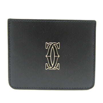 CARTIER DOUBLE C DE  L3001888 Leather Card Case Black