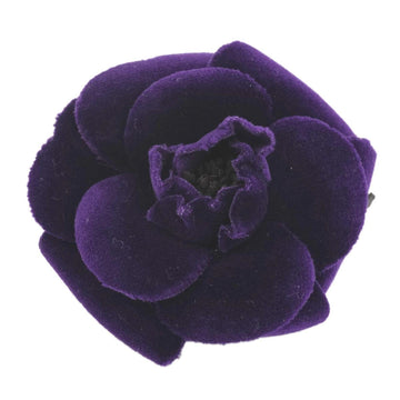 CHANEL Brooch Camellia Velor Purple Ladies