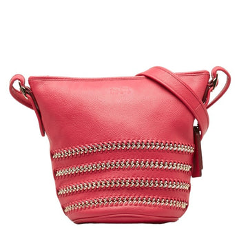 COACH Chain Shoulder Bag Pink Leather Women's