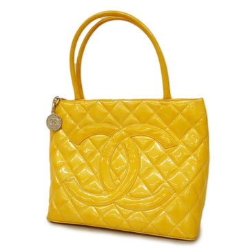 CHANEL tote bag reproduction patent leather yellow ladies