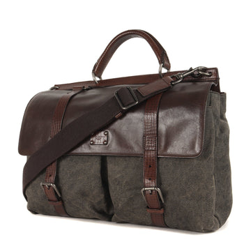 DOLCE & GABBANADOLCE&GABBANA  Leather Combination Canvas 2way Shoulder Hand Bag Flap Brown Luxury Men's