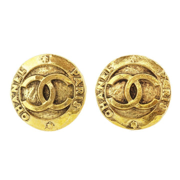 CHANEL earrings here mark circle GP plated gold ladies