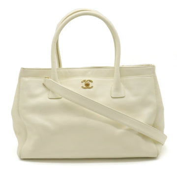 CHANEL Executive Line Coco Mark Tote Bag Handbag Shoulder Cream A15206