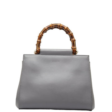 GUCCI Bamboo Nimfair Small Handbag 453767 Grey Leather Women's
