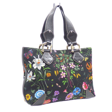 GUCCI Flora Tote Bag Women's Black Multicolor Canvas Leather 153024 Flower A2230479