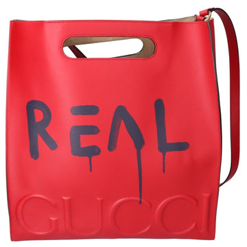 GUCCI 414476 GHOST GG Ghost REAL Paint 2way Tote Bag Handbag Red Women's