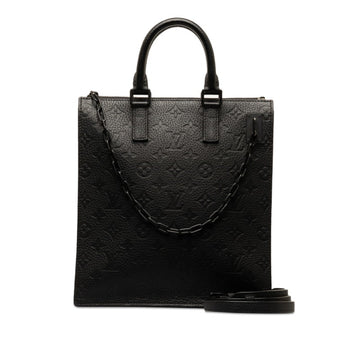 LOUIS VUITTON Monogram Empreinte Sac Plat Tote Bag Shoulder M55924 Black PVC Leather Women's
