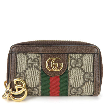 GUCCI Key Case Offdia 523157 Sherry Line GG Supreme Canvas Leather Brown Ribbon Ring