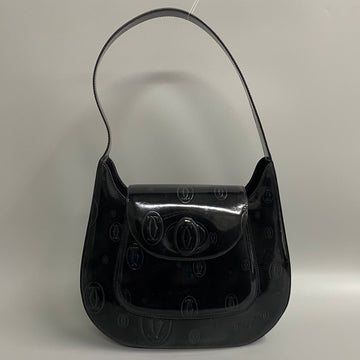 CARTIER Happy Birthday Turnlock Patent Leather Handbag Black 19374