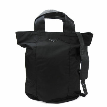 PRADA tote bag shoulder large nylon black leather ladies  NERO