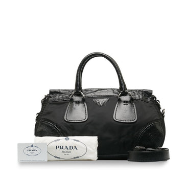 PRADA Handbag Shoulder Bag BR4583 Black Nylon Leather Women's