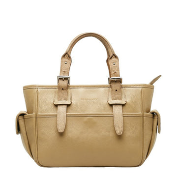 BURBERRY Nova Check Handbag Beige Leather Women's