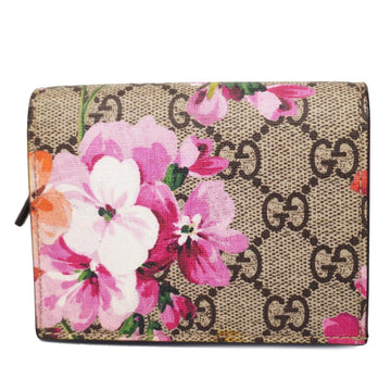 GUCCI Wallet GG Supreme Blooms 453176 Leather Pink Brown Women's