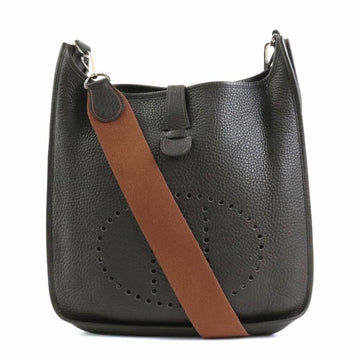 HERMES Shoulder Bag Evelyn 2GM Leather Dark Gray Brown Unisex