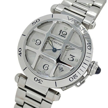 CARTIER Watch Men's Convex Grid Date Automatic AT Stainless Steel SS W31059H3 Silver Polished