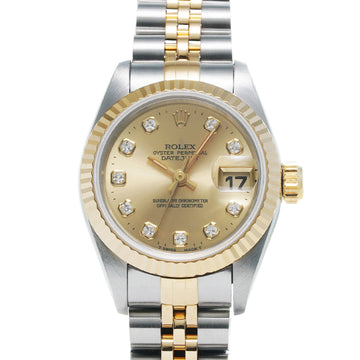 ROLEX Datejust 10P Diamond 69173G Ladies YG/SS Watch Automatic Champagne Dial