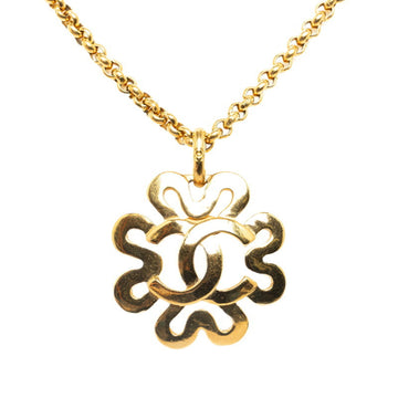 CHANEL Coco Mark Necklace Gold Plated Women's