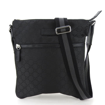 GUCCI Shoulder Bag 449184 GG Nylon Leather Black Women Men