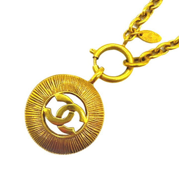 CHANEL Necklace Coco Mark GP Round Chain 56cm Women's Gold Plated Plate