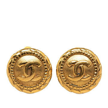 CHANEL Coco Mark Windmill Motif Earrings Gold Plated Women's