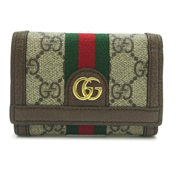 GUCCI Ophidia GG Compact Wallet Women's Tri-fold 644334 Canvas Brown
