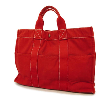 HERMES tote bag deauville canvas red ladies