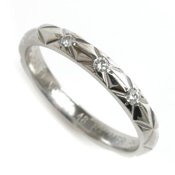 CHANEL Pt950 Platinum Matelasse 3P Diamond Ring J2821 48 2.9g Ladies