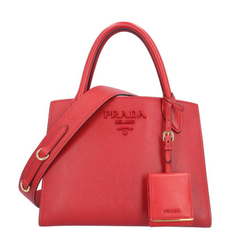 PRADA Monochrome Bag Shoulder Leather 1BA156 Red Women's  2way BRB10000000120764