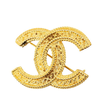 CHANEL Chain Coco Mark Brooch Gold Plated Women's