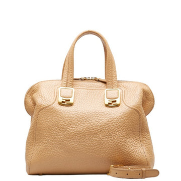 FENDI Chameleon Handbag Shoulder Bag 8BL114 Beige Leather Women's