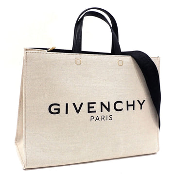 GIVENCHY Tote Bag G-Tote Medium Canvas Women's Beige Black Leather BB50N2B1DR-255 A6046567