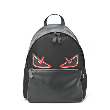 FENDI Bugseye Monster Backpack 7VZ042 Nylon Leather Black Red S-155232