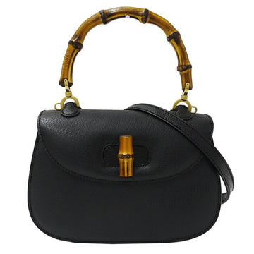 GUCCI Bag Women's Bamboo Handbag Shoulder 2way Leather Black 000 926 0188 Compact