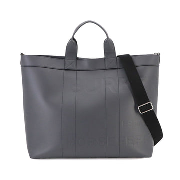 BURBERRY 2way Tote Shoulder Bag Leather Grey 8058237 Silver Hardware
