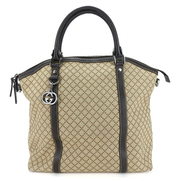 GUCCI Handbag 339551 Diamante Canvas Leather Beige Dark Brown Interlocking G